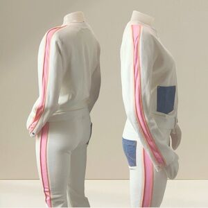 Women's Azzure Vintage White | Neón Pink | Denim Blue Capri Tracksuit NWT