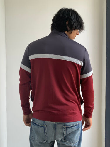 Men’s Fila Charcoal Grey Burgundy Track Jacket