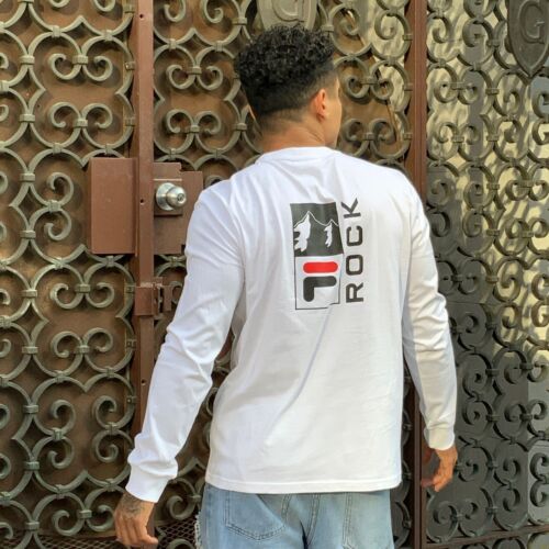 Men's Fila White | Navy Fashion Long Sleeve Tee Shirt