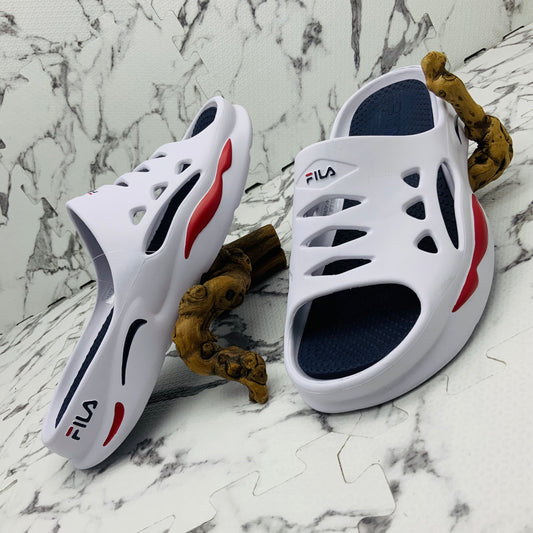 Men’s Fila Ray Tracer White | Navy | Red Slides NWT