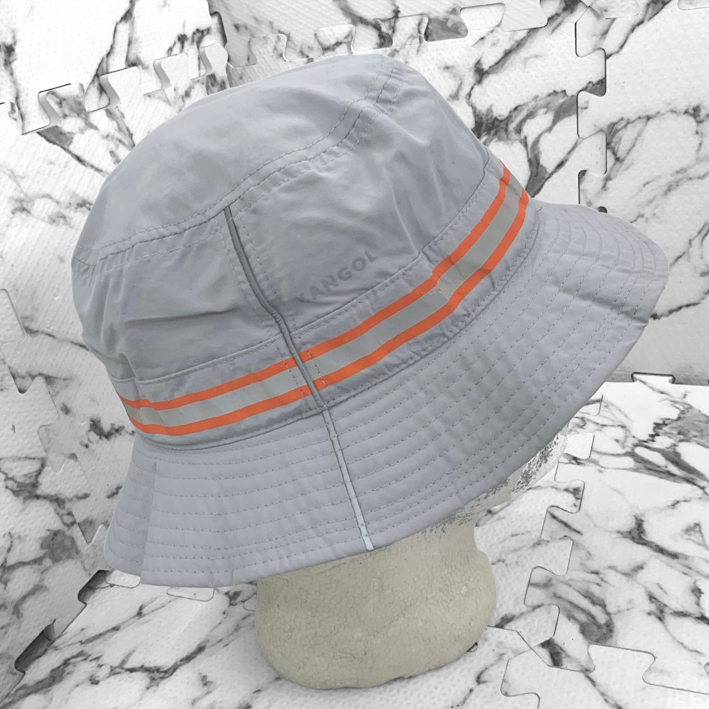 Men's Kangol Grey | Orange Urban Utility Bucket Hat NWT (Slightly cracks on the stripes)