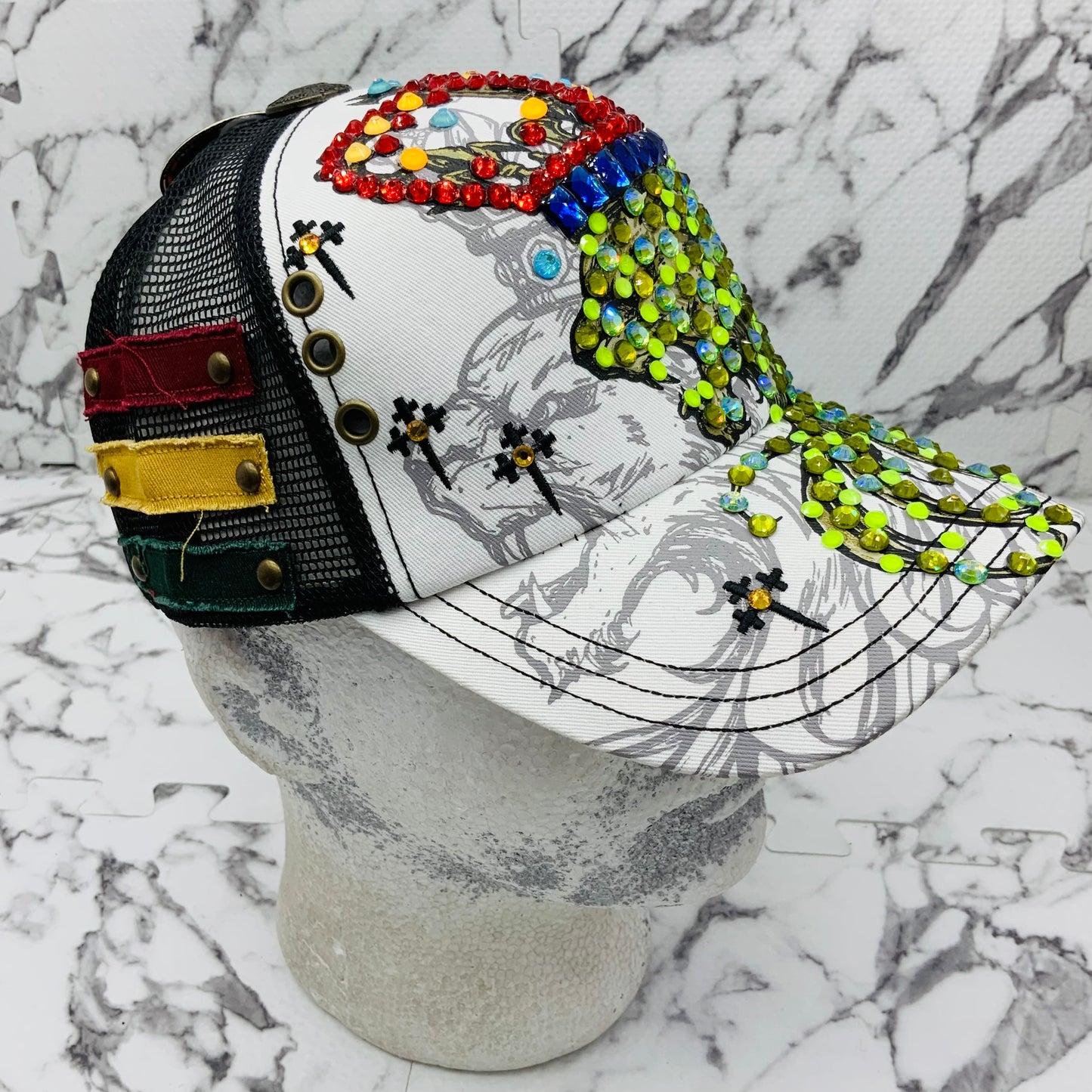 Rebel Spirit Lion King White | Black | Red | Blue | Lime Green Rhinestone Trucker Hat NWT