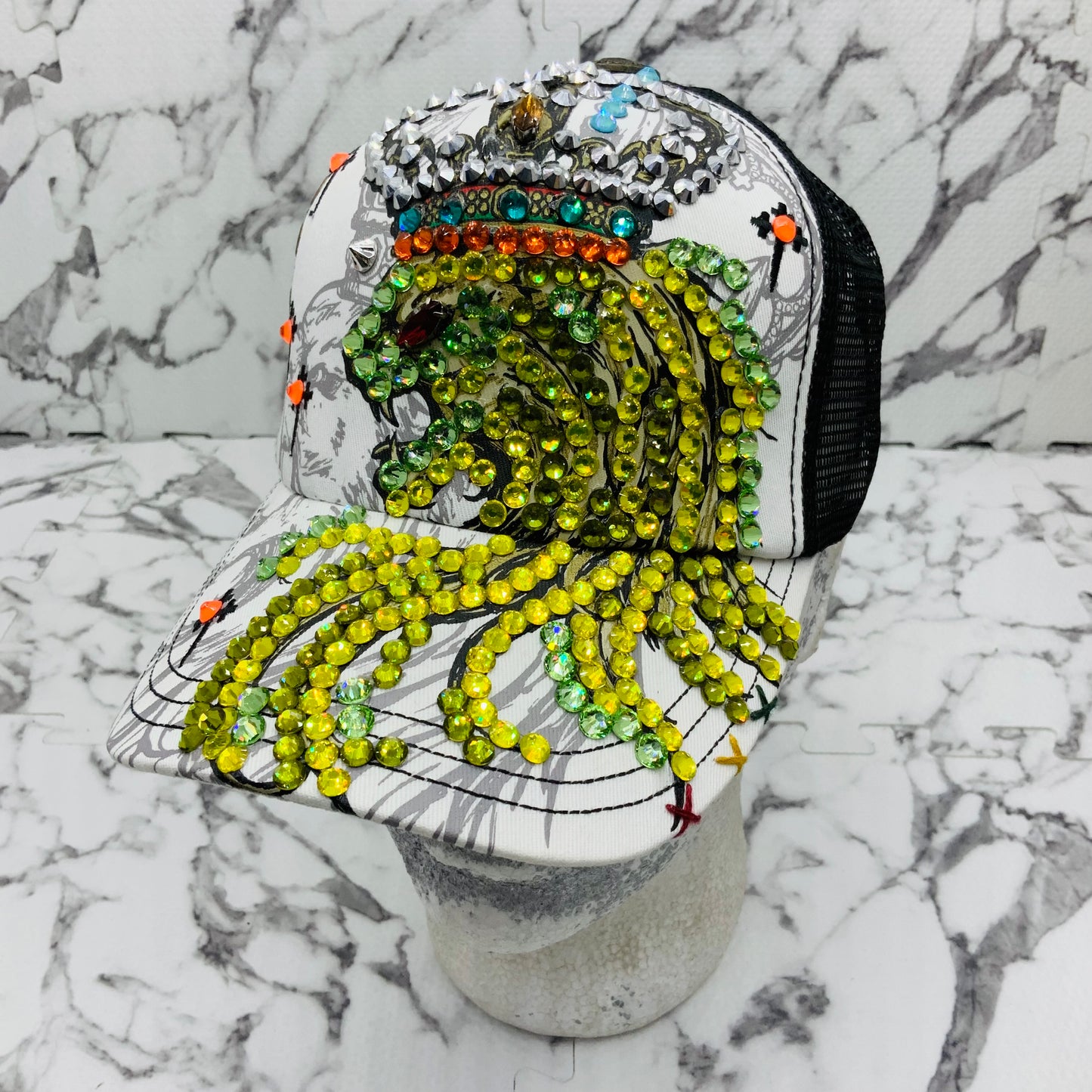 Rebel Spirit Lion King White | Black | Aqua | Orange | Yellow | Green Rhinestone Trucker Hat NWT