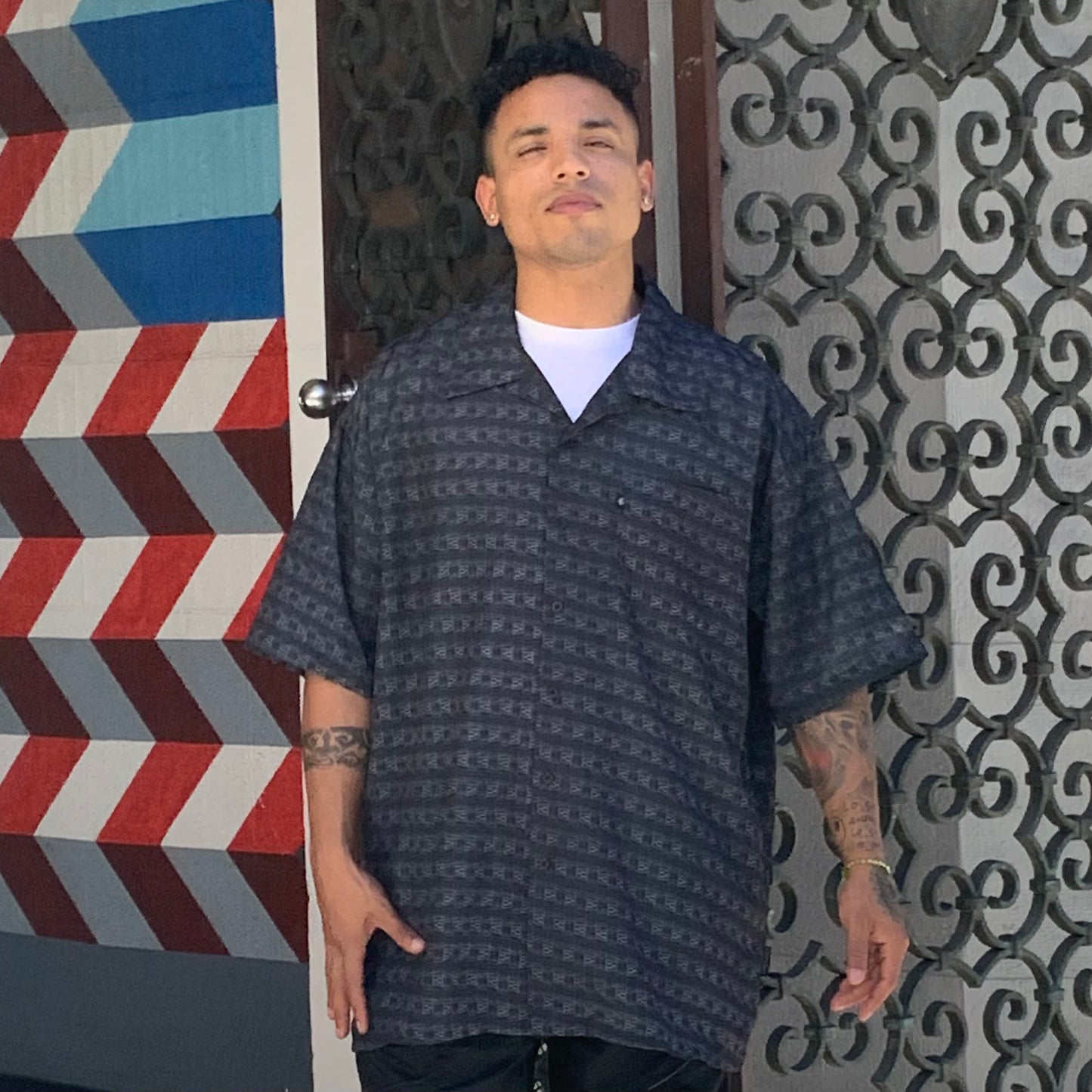 Men’s Rocawear All Over Black | Grey S/S Button Down Shirts NWT