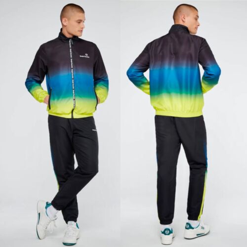 Sergio Tacchini Black | Blue | Lime Windbreaker Tracksuit