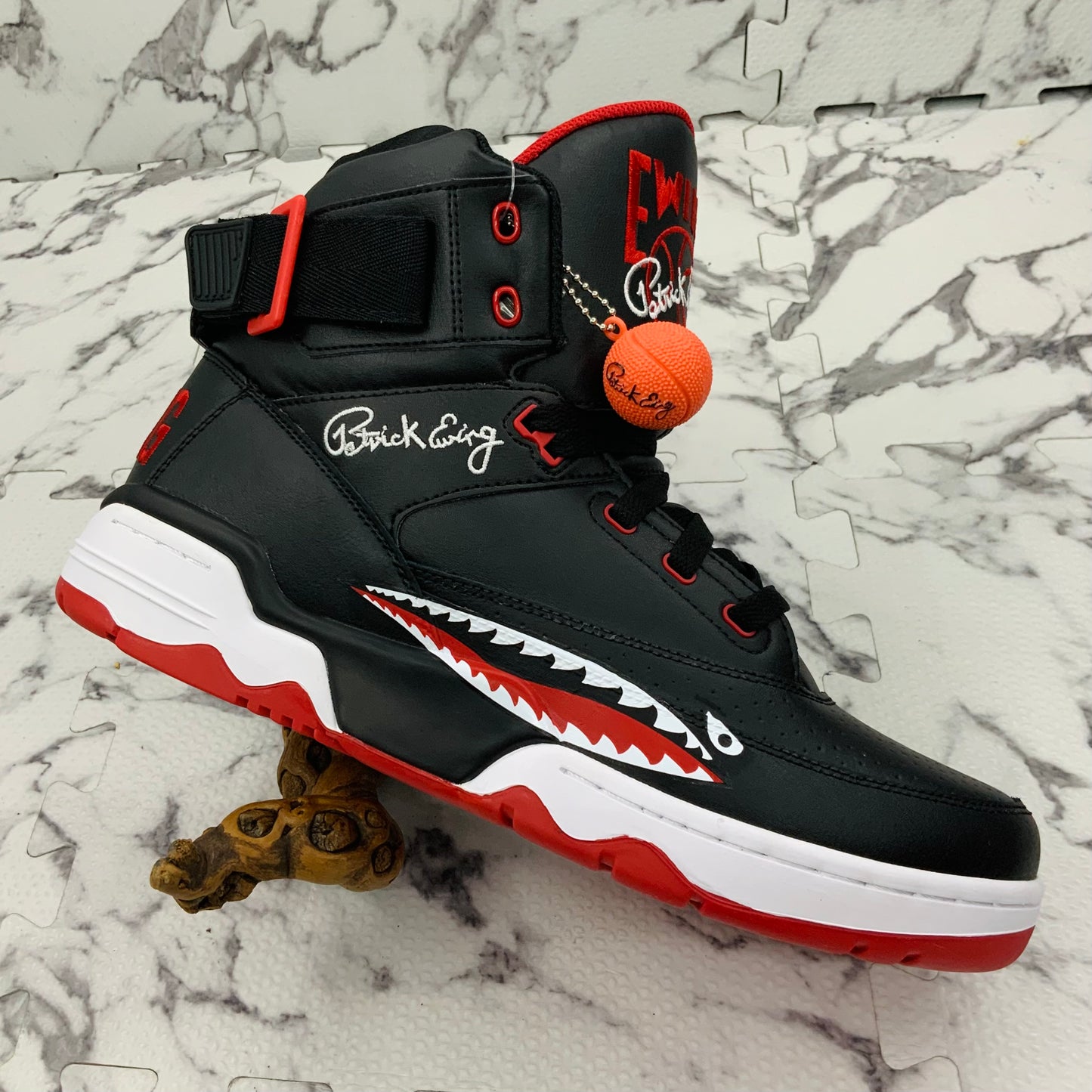 Men’s Patrick Ewing 33 HI Black | Red | White SHARK Sneakers NWT