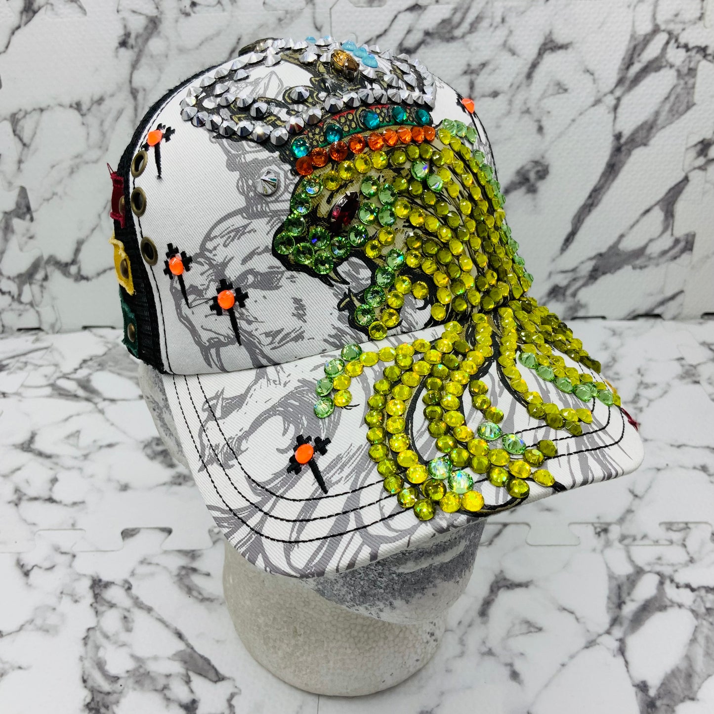 Rebel Spirit Lion King White | Black | Aqua | Orange | Yellow | Green Rhinestone Trucker Hat NWT