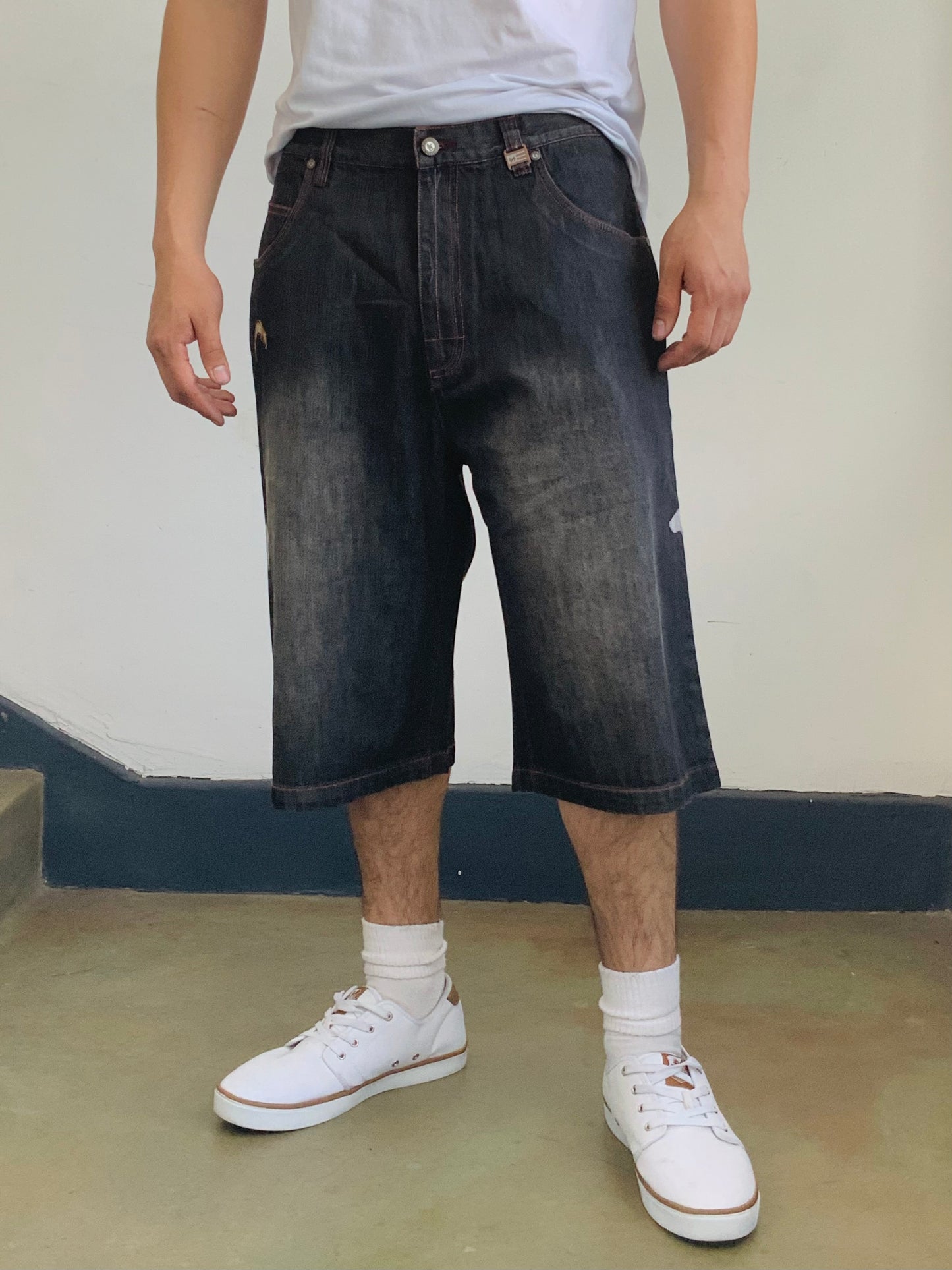 Men's Phat Farm Faded Black | Natural Denim Shorts NWT