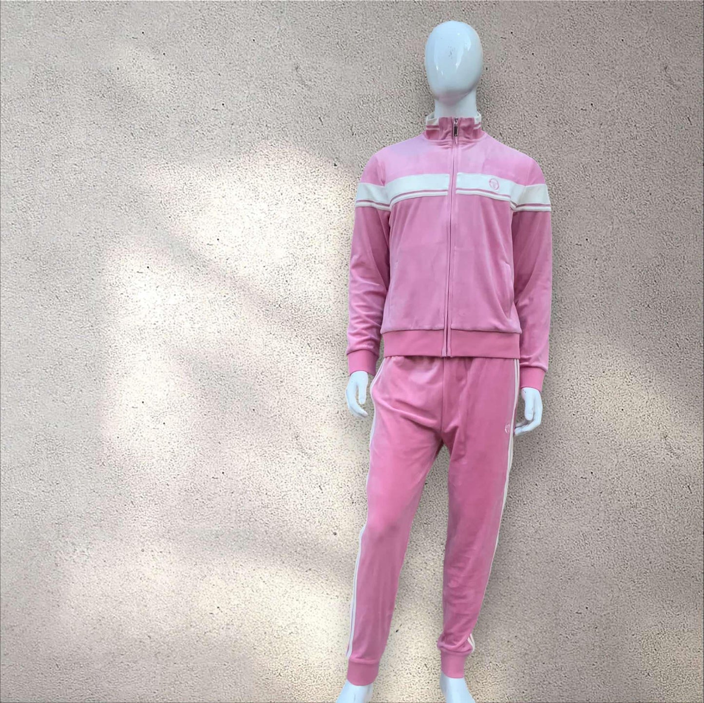 Men’s Sergio Tacchini Pink | Gardenia Pipping Velour Full Zip Casual Tracksuit NWT