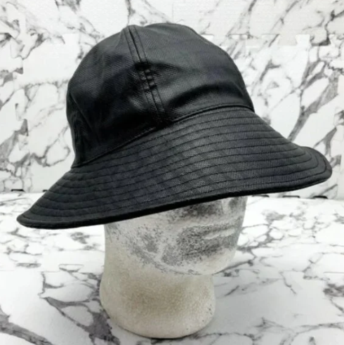 Men's Kangol Black Faux Leather Rain Brim Casual Bucket Hat NWT