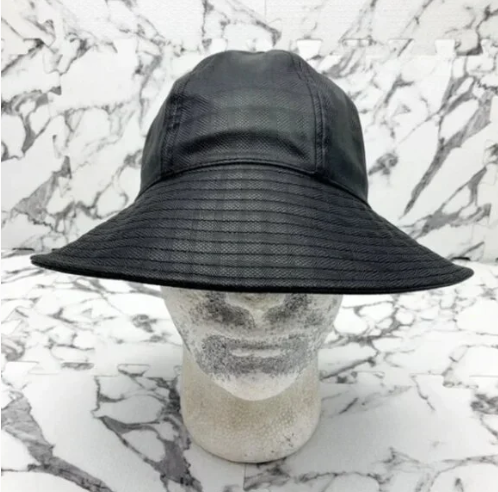 Men's Kangol Black Faux Leather Rain Brim Casual Bucket Hat NWT