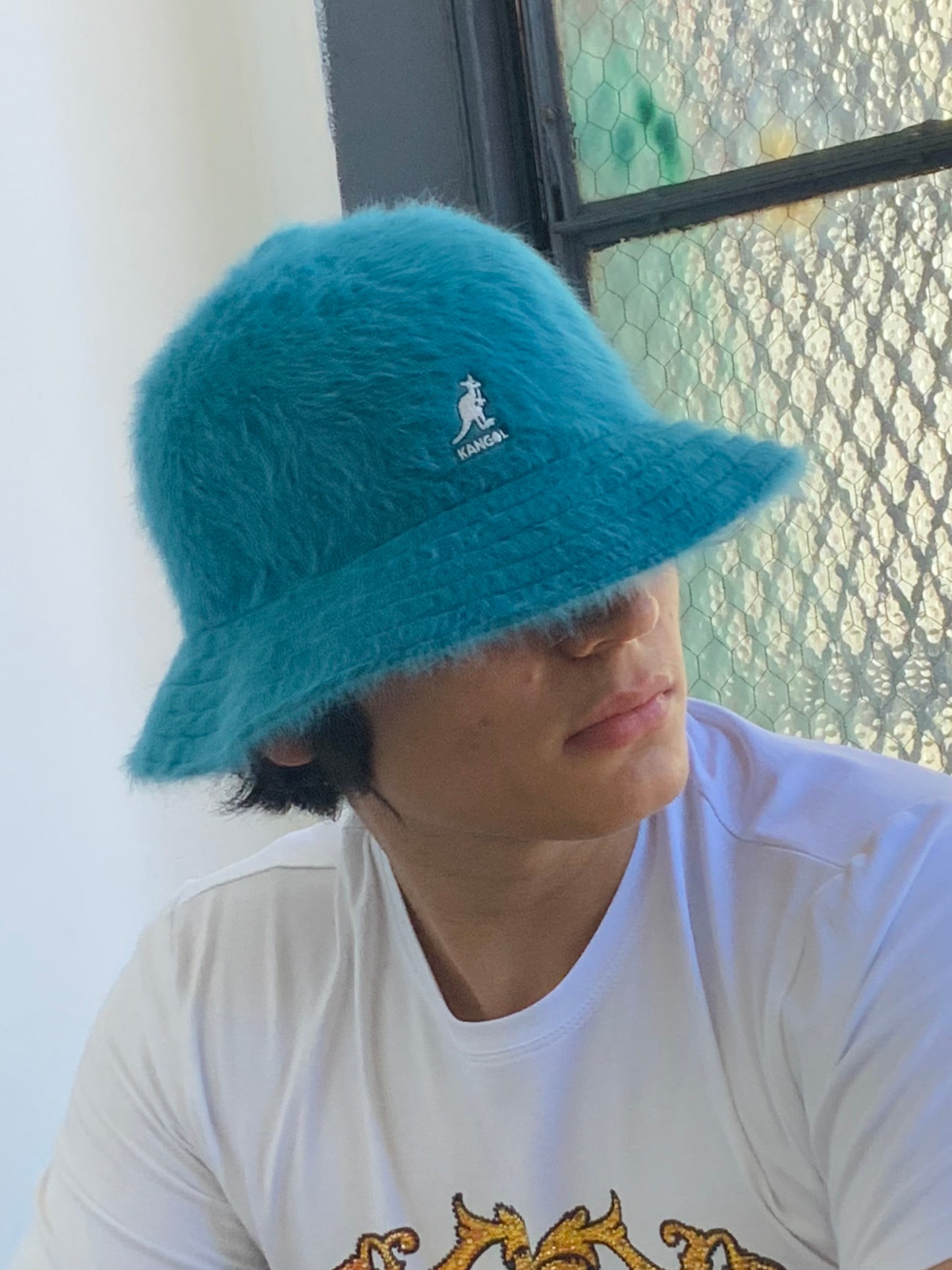 Men's Kangol Aqua Marine l White Furgora Casual Bucket Hat NWT