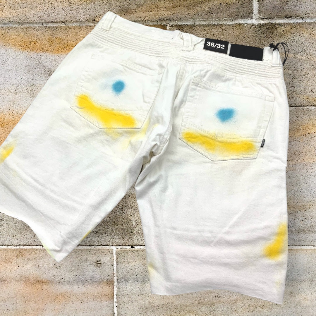 Men's Makobi Natural | Yellow | Turquoise Denim Shorts NWT