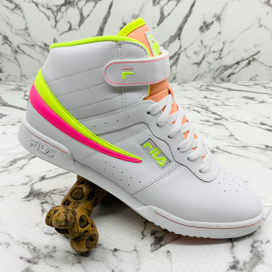 Women's Fila F-13 White | Lime Green | Hot Pink Sneakers NWT