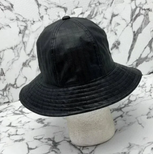 Men's Kangol Black Faux Leather Rain Brim Casual Bucket Hat NWT