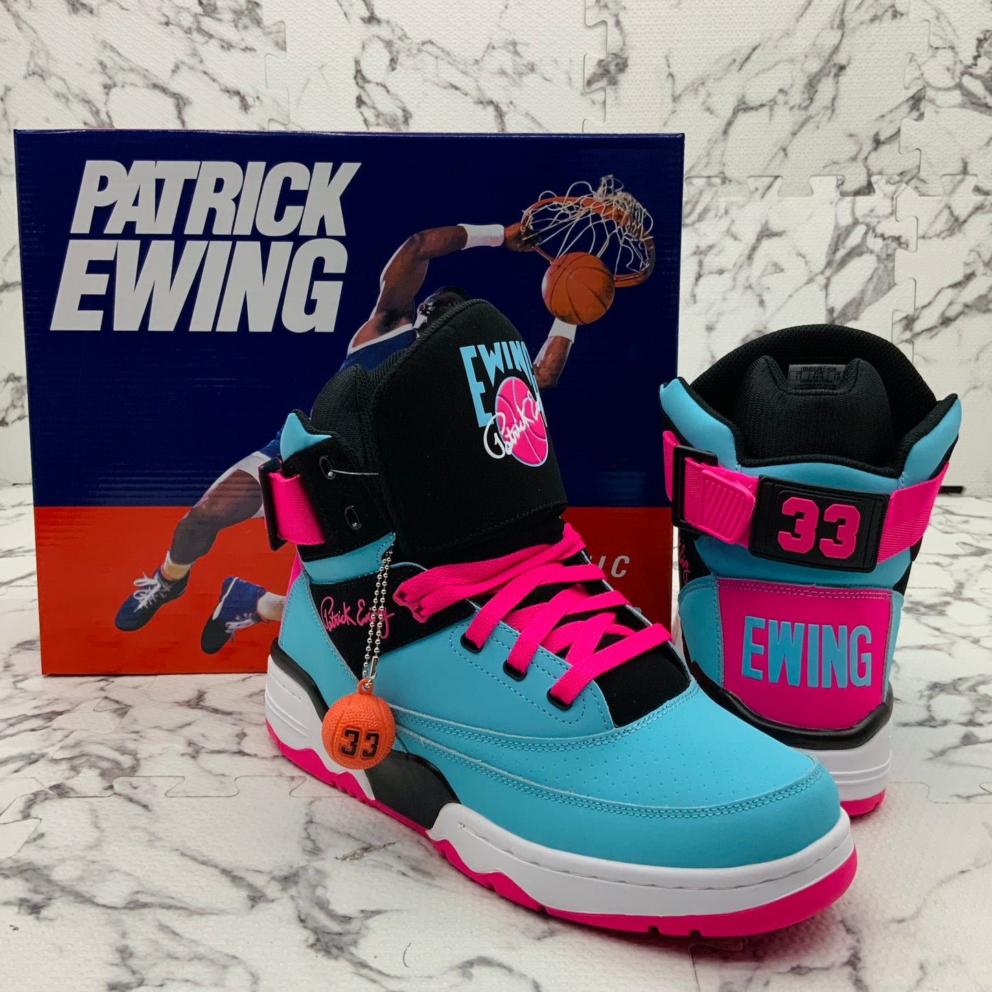 Men’s PATRICK EWING ATHLETICS 33 HI Bluefish | Black | Pink MIAMI Sneakers NWT