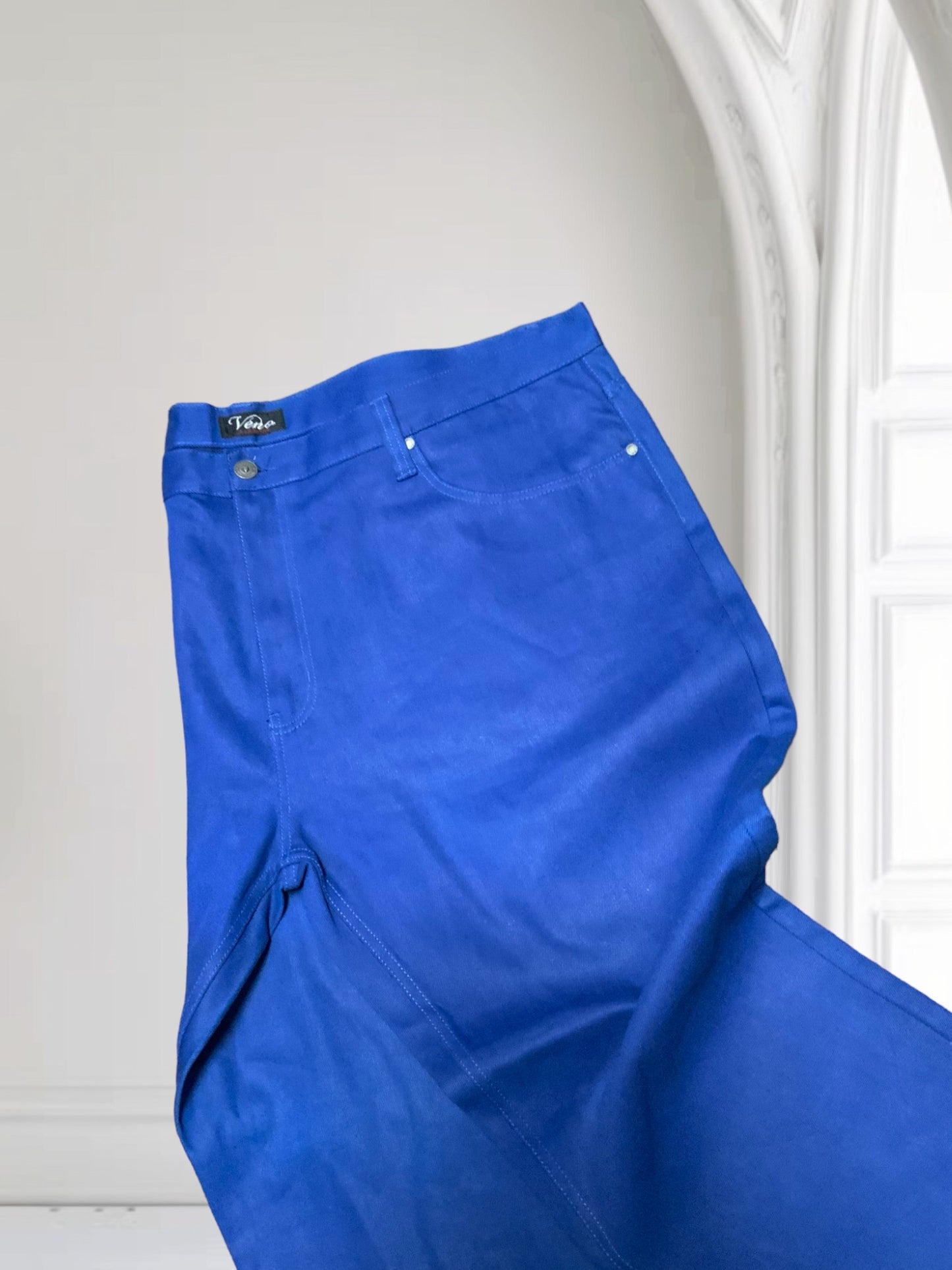 Men's Veno Big & Tall Solid Royal Blue Denim Pants NWT