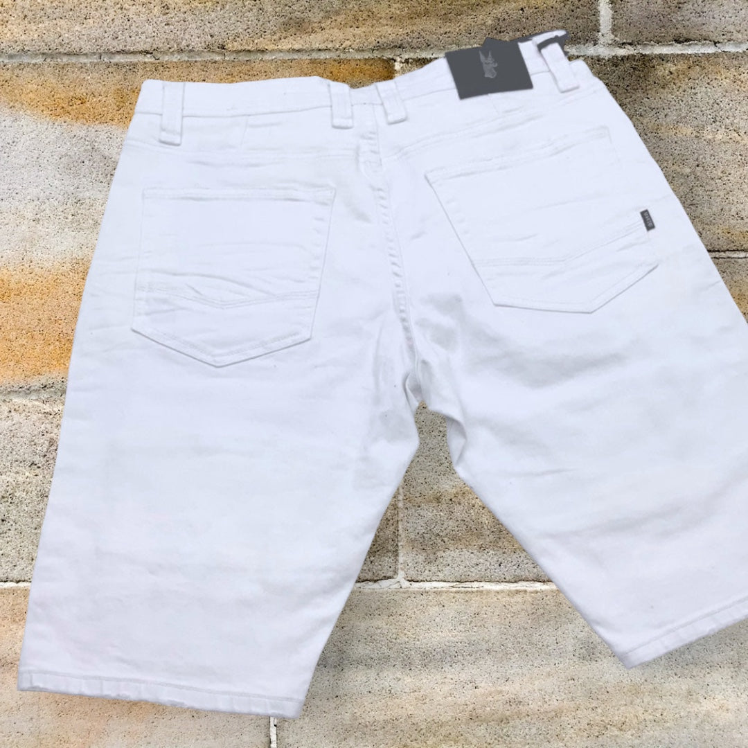 Men's Makobi White Ripped Denim Shorts NWT