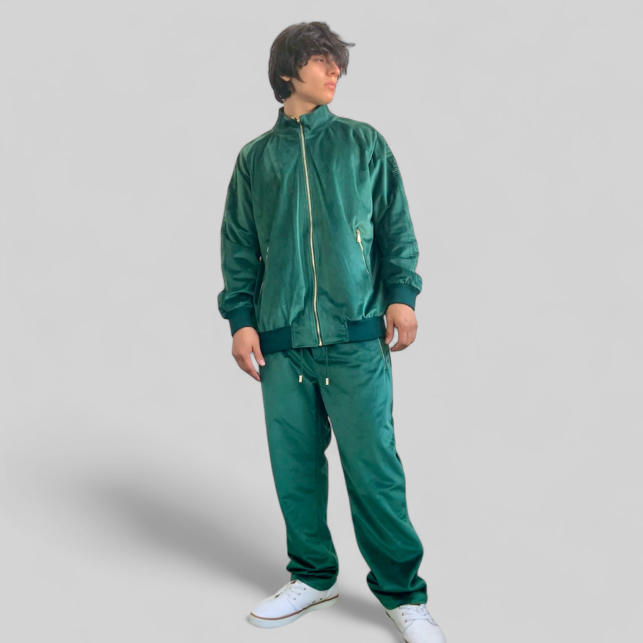 Men's Manzini Green | Green Velvet Casual Tracksuits Outfits Sets NWT