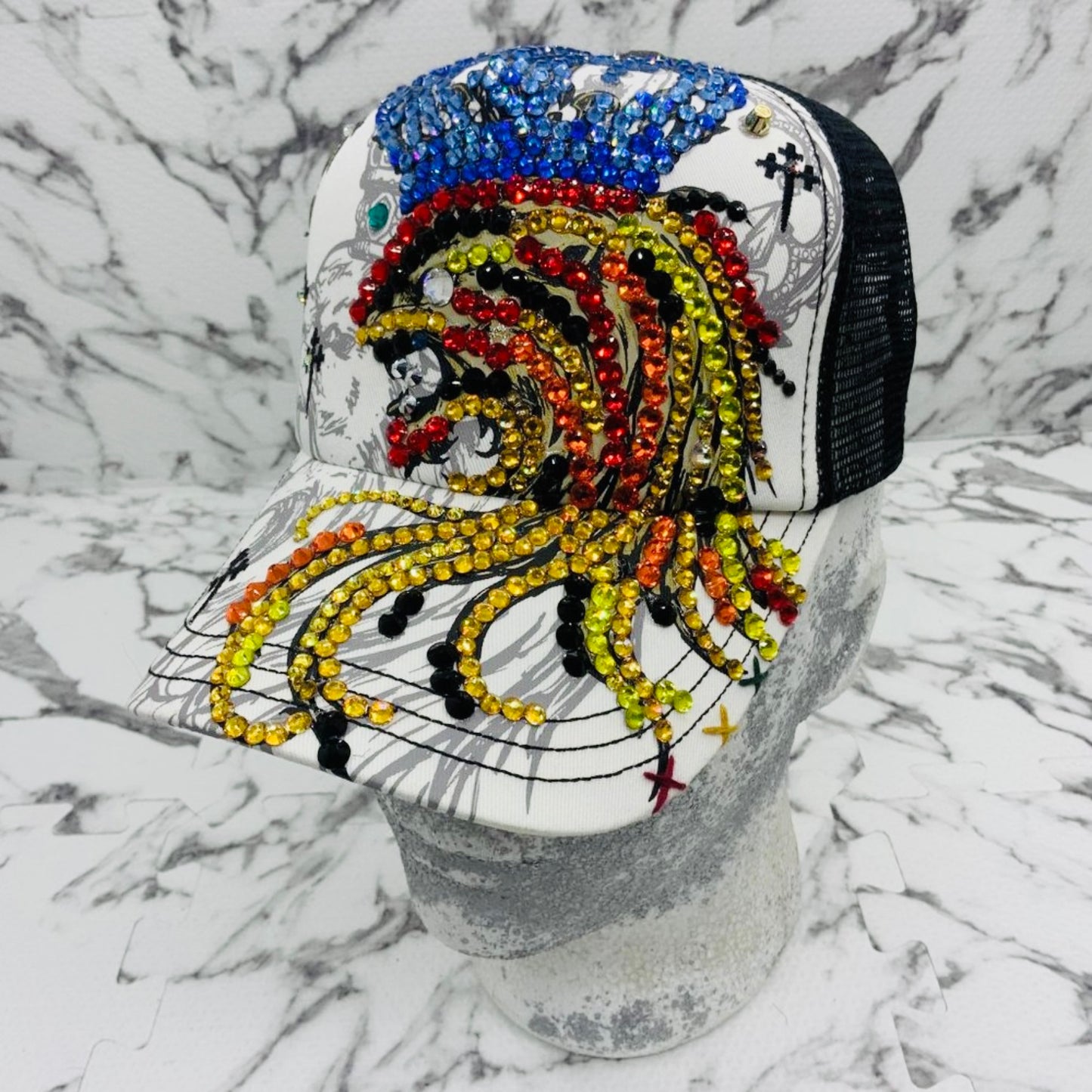 Rebel Spirit Lion King White | Black | Blue | Red | Orange | Yellow Rhinestone Trucker Hat NWT