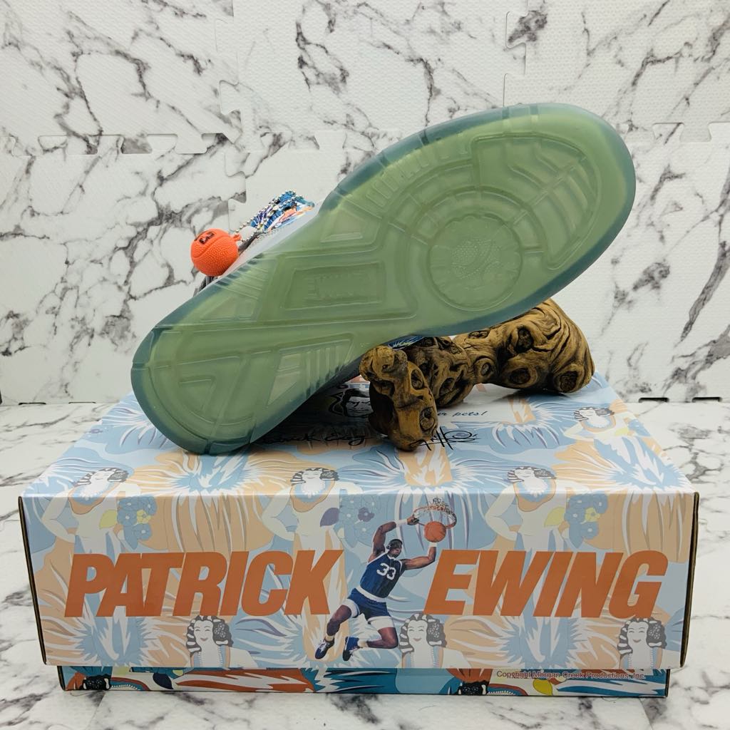 Men’s PATRICK EWING 33 HI X ACE VENTURA Grey | Sky Blue | Orange Sneakers NWT