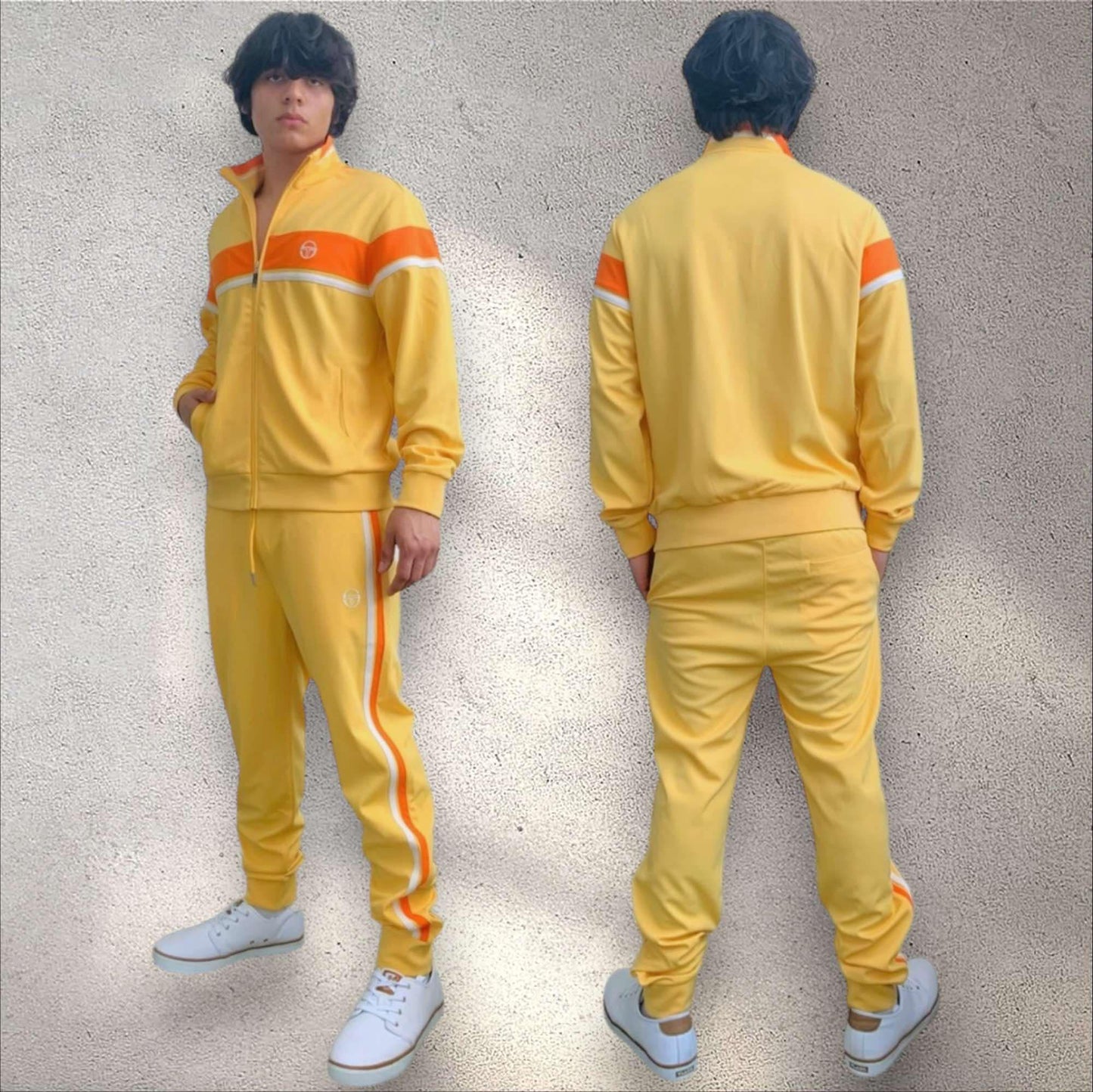 Men's Sergio Tacchini Yellow | Orange | White Casual Tracksuit NWT