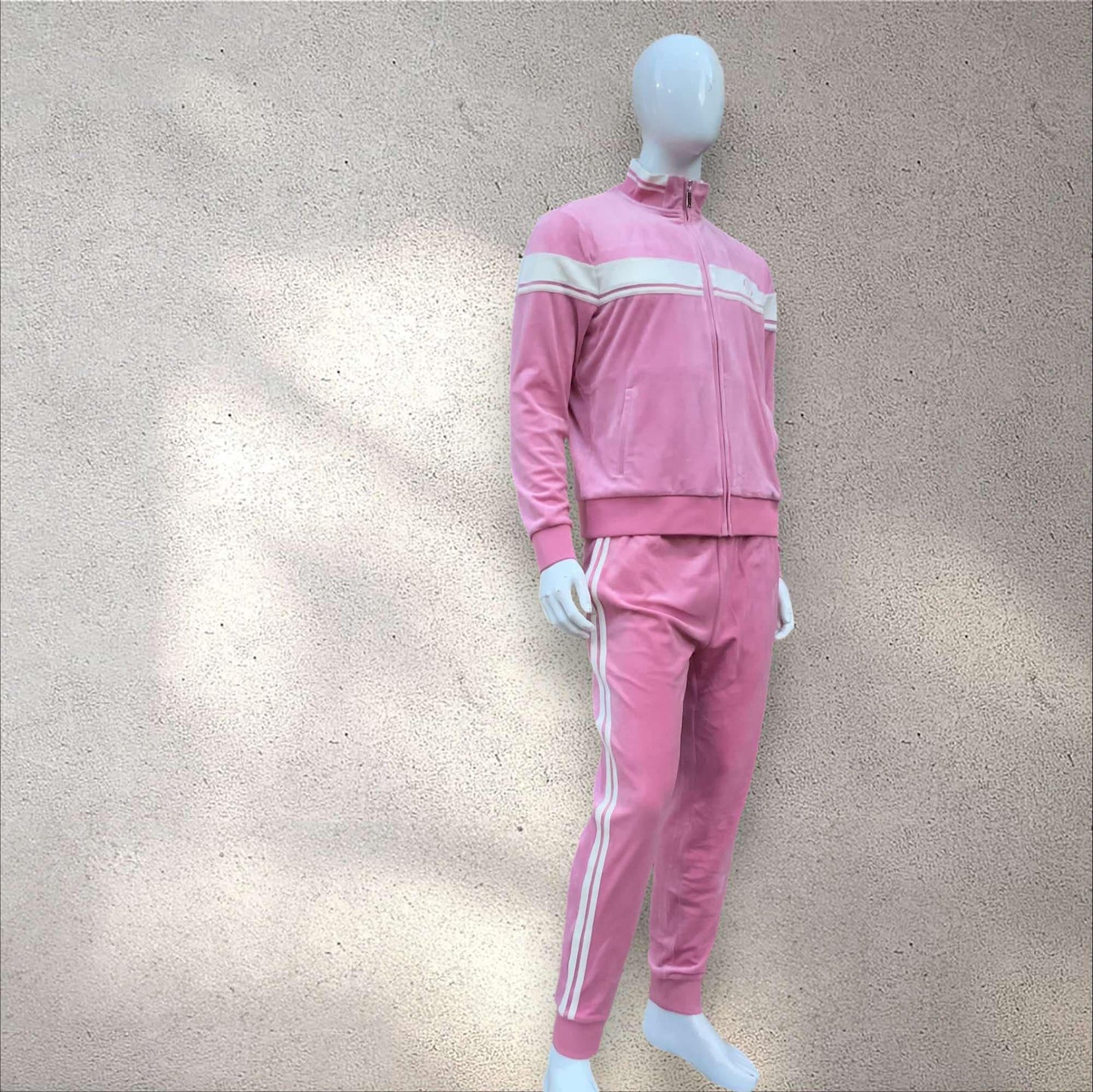 Men’s Sergio Tacchini Pink | Gardenia Pipping Velour Full Zip Casual Tracksuit NWT