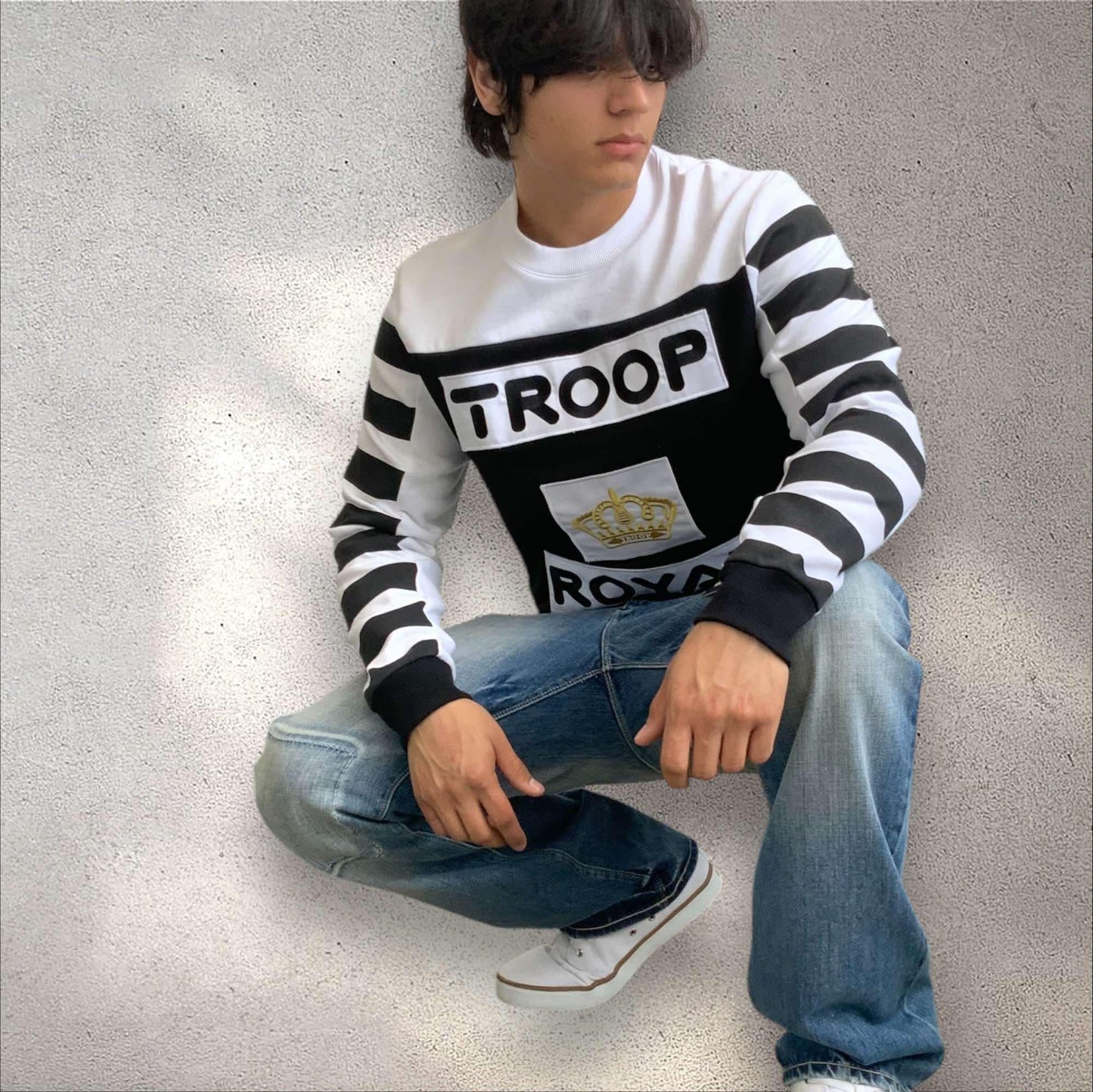 Men's Troop Black | White Crewneck Top NWT