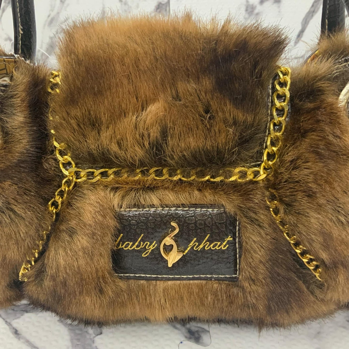 Women’s Baby Phat Brown | Gold Faux Fur Handbag NWT