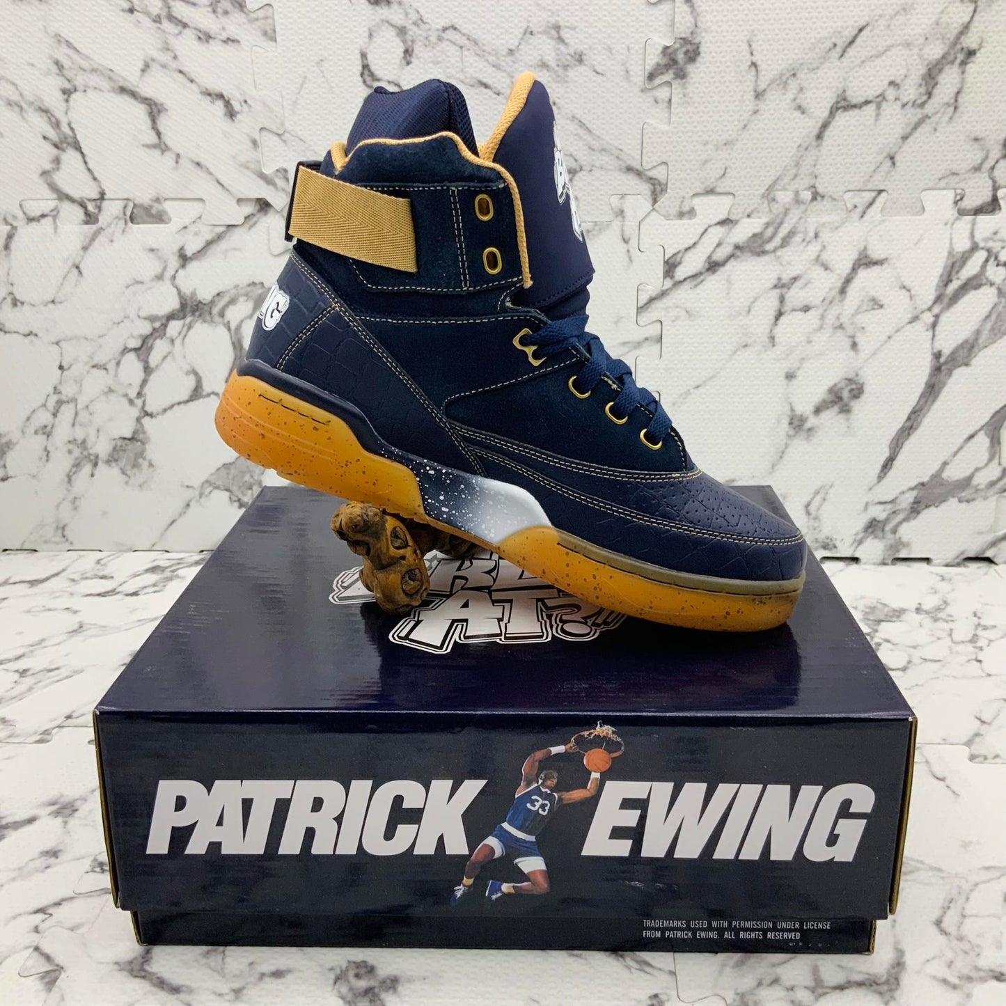 Men’s PATRICK EWING 33 HI X WHERE BROOKLYN AT Navy | Gold Sneakers NWT