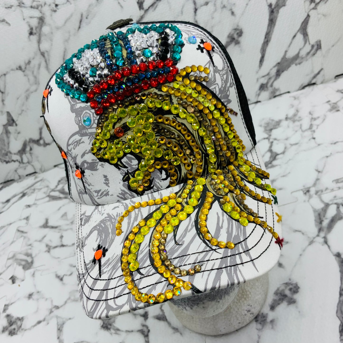 Rebel Spirit Lion King White | Black | Aqua | Red | Yellow Rhinestone Trucker Hat NWT