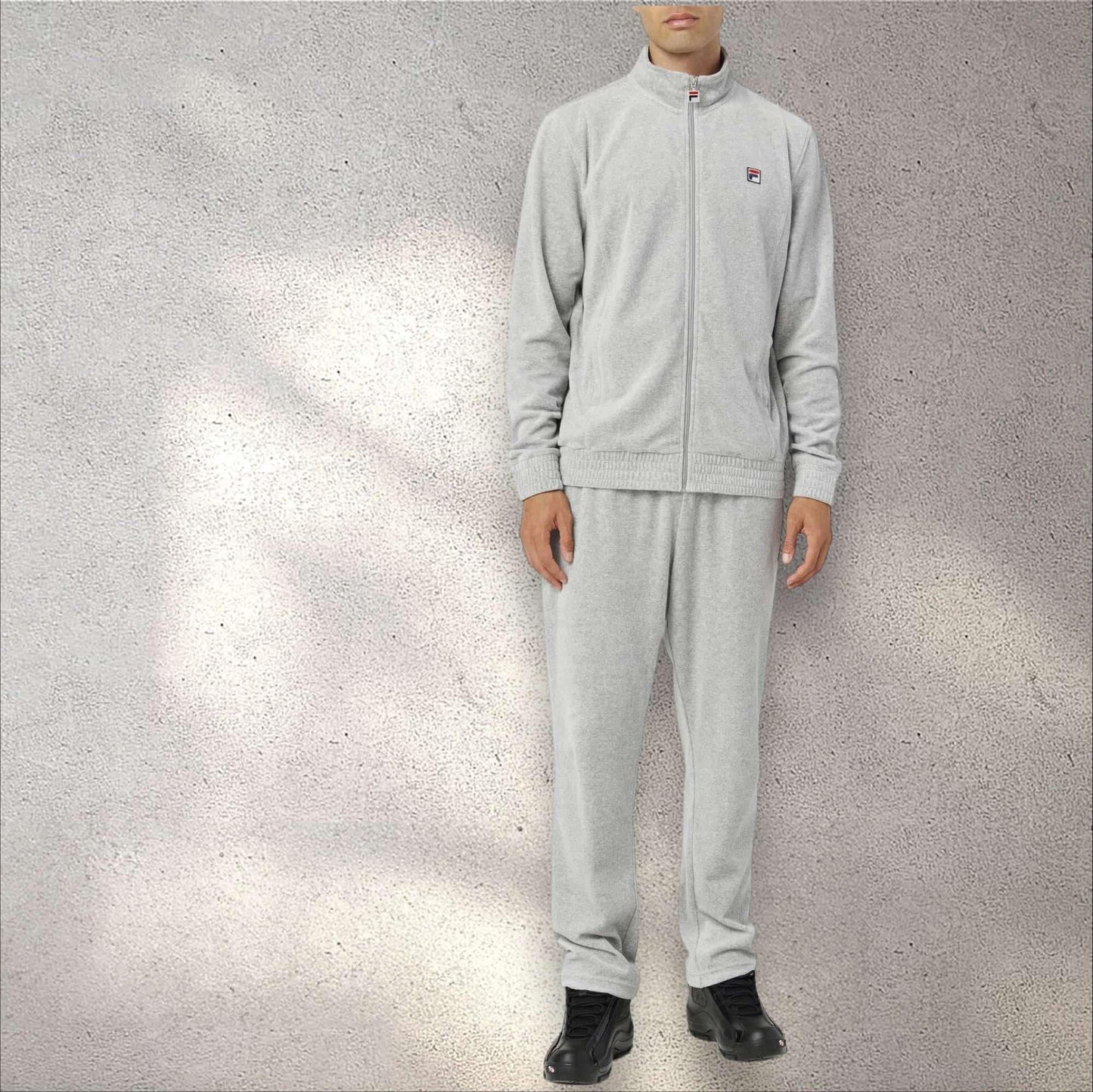 Men’s Fila Heather Grey Velour Casual Outfit Set Tracksuits NWT