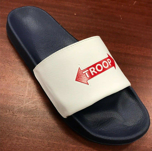 Men's Troop Arrow Slide White | Navy Flip Flops NWT