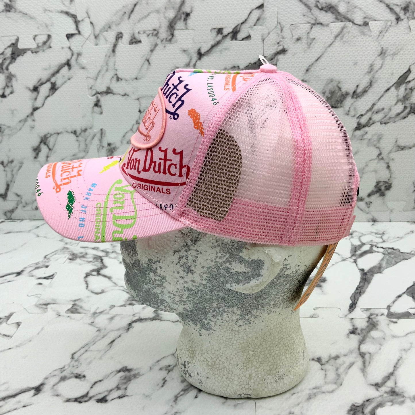 VonDutch Pink All Over Fashion Trucker Hat NWT