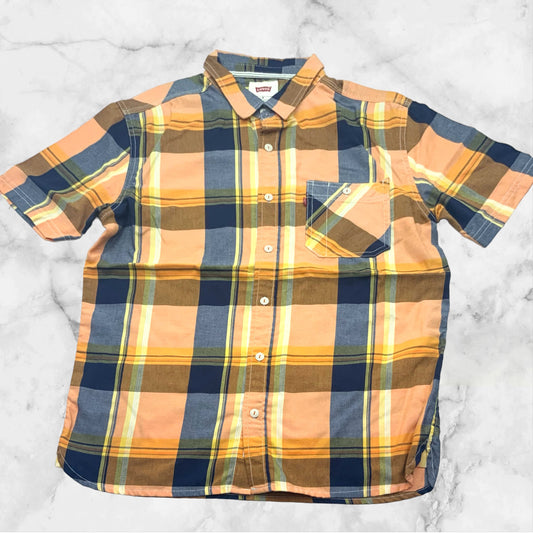 Men's Levi's Orange | Navy | Yellow Plaid Button Down S/S Shirt NWT