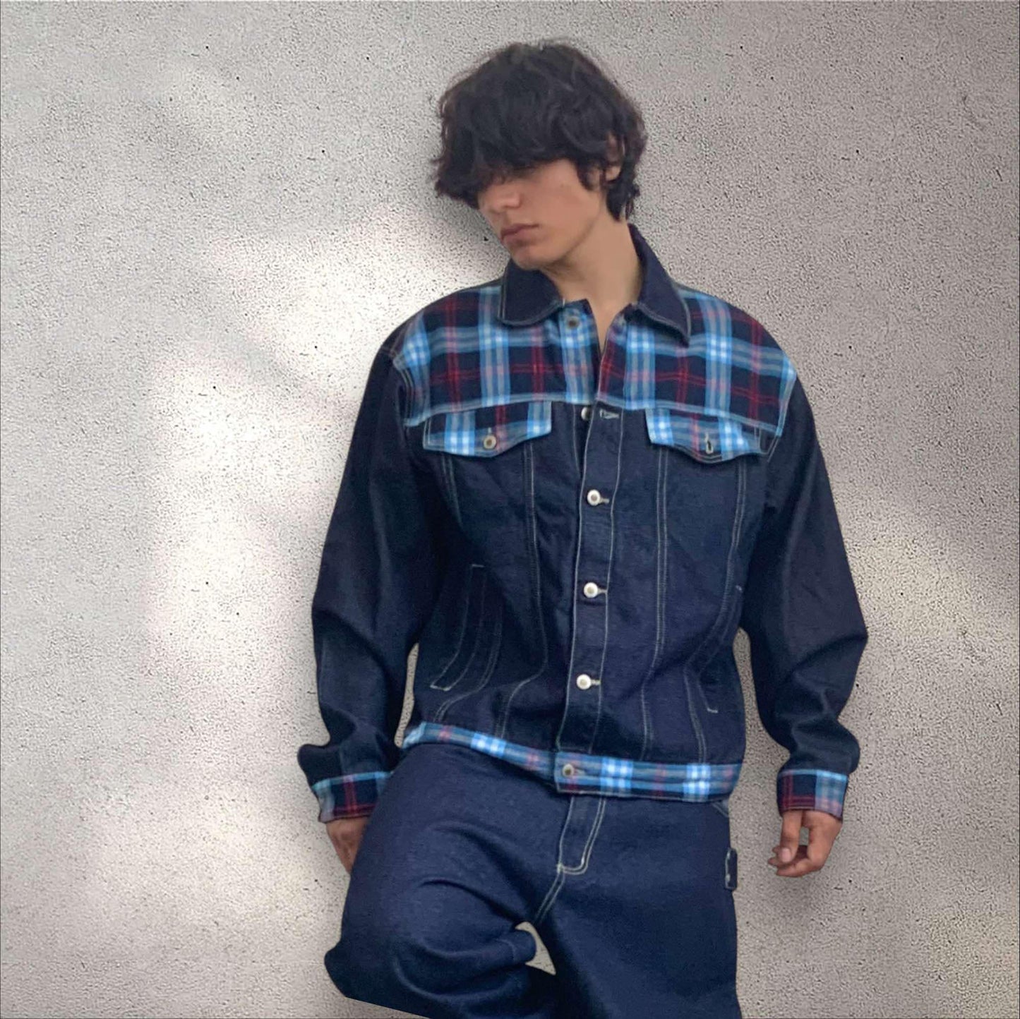 Men's Fashion Dk Blue | Plaid Denim Pants (JACKET NOT INCLUDED) NWT