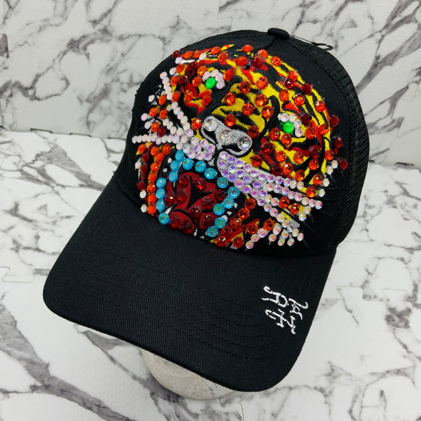 Ed Hardy Tiger Black | Multicolor Rhinestone Trucker Hat NWT