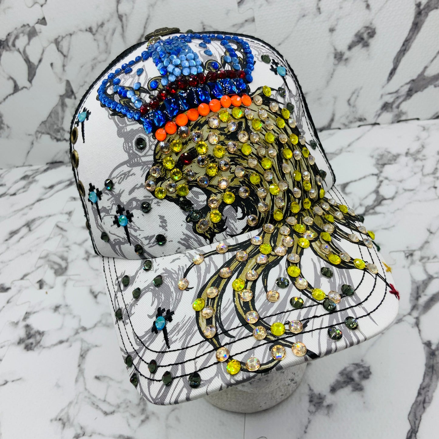 Rebel Spirit Lion King White | Black | Blue | Orange | Yellow Rhinestone Trucker Hat NWT