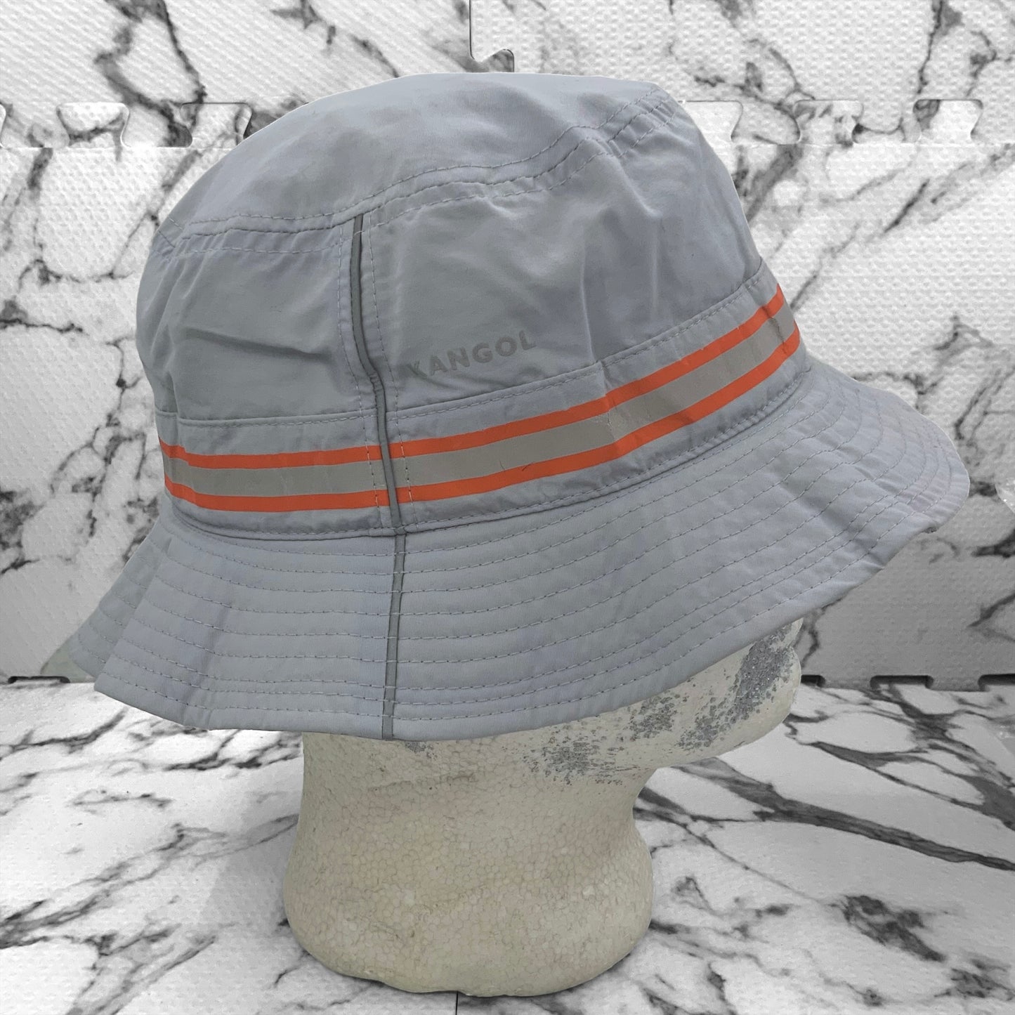 Men's Kangol Grey | Orange Urban Utility Bucket Hat NWT (Slightly cracks on the stripes)