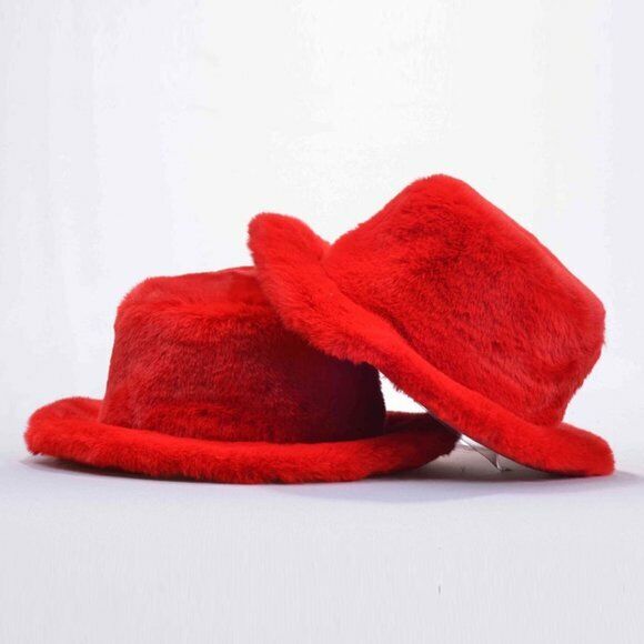 Men's Fashion Red Faux Fur Hat