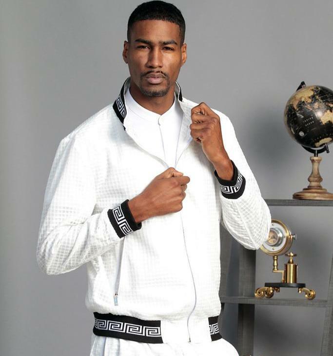 Men's White | Black Mesh Casual Tracksuit