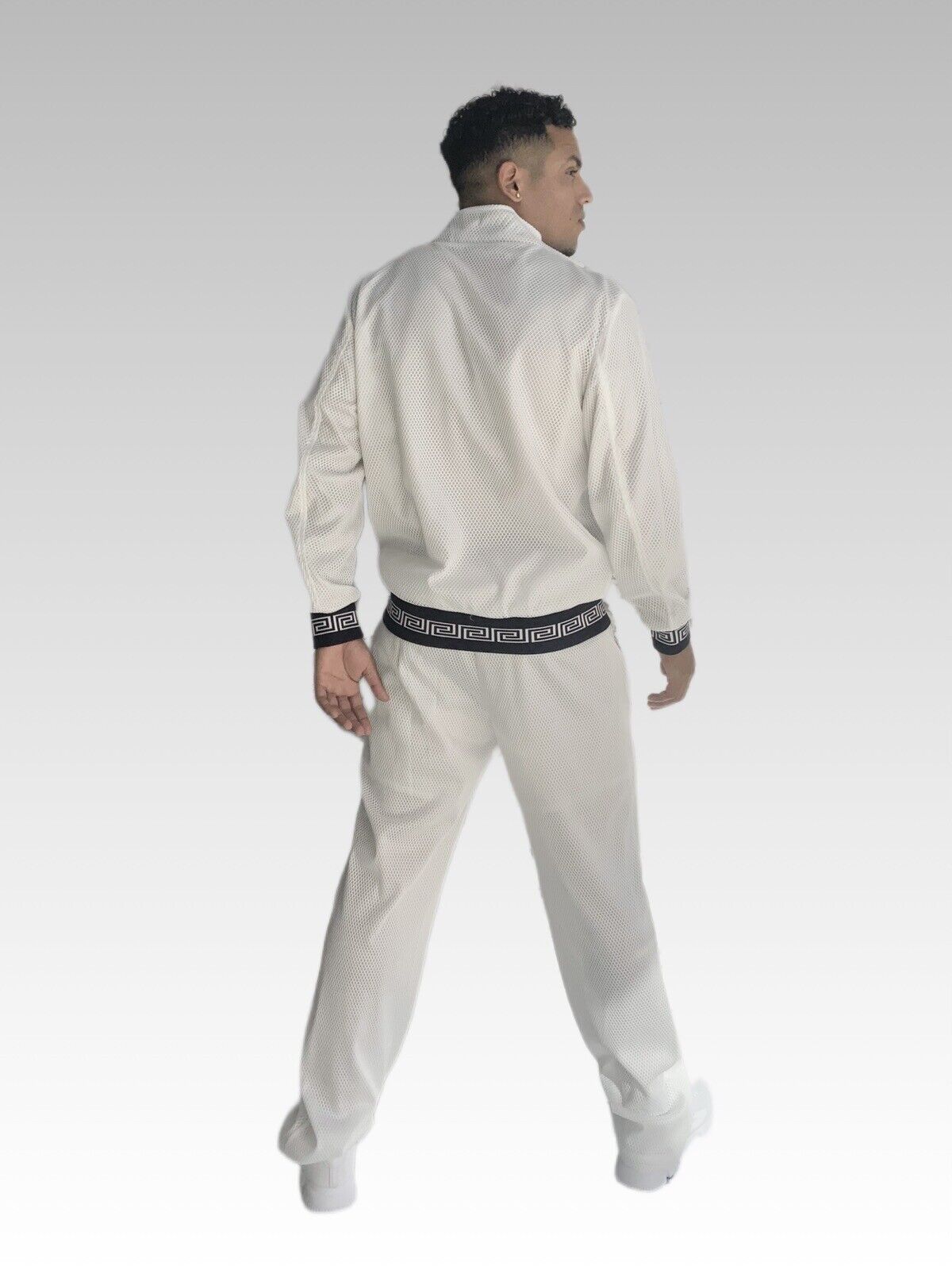 Men's White | Navy Mesh Casual Tracksuit