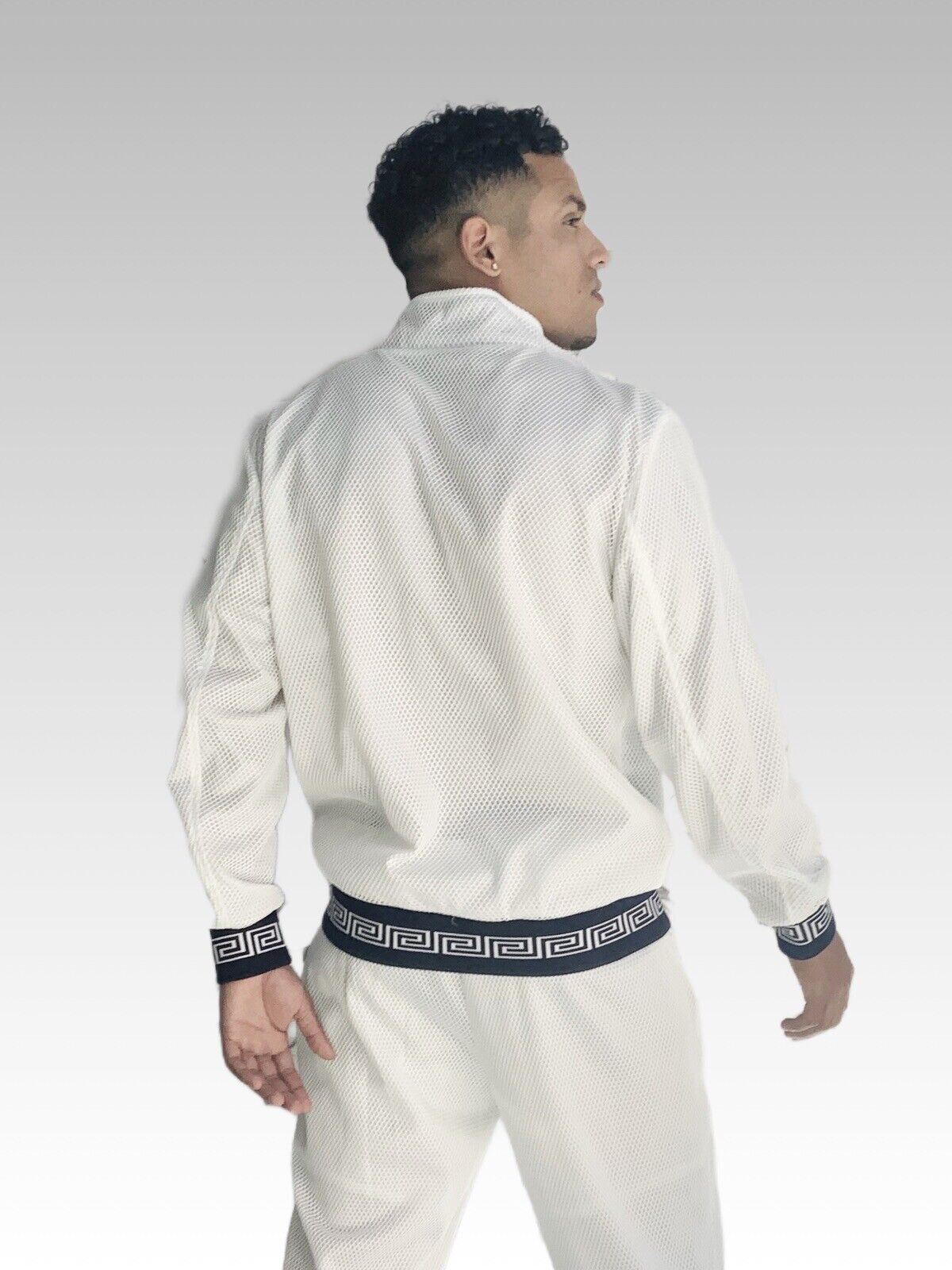 Men's White | Navy Mesh Casual Tracksuit