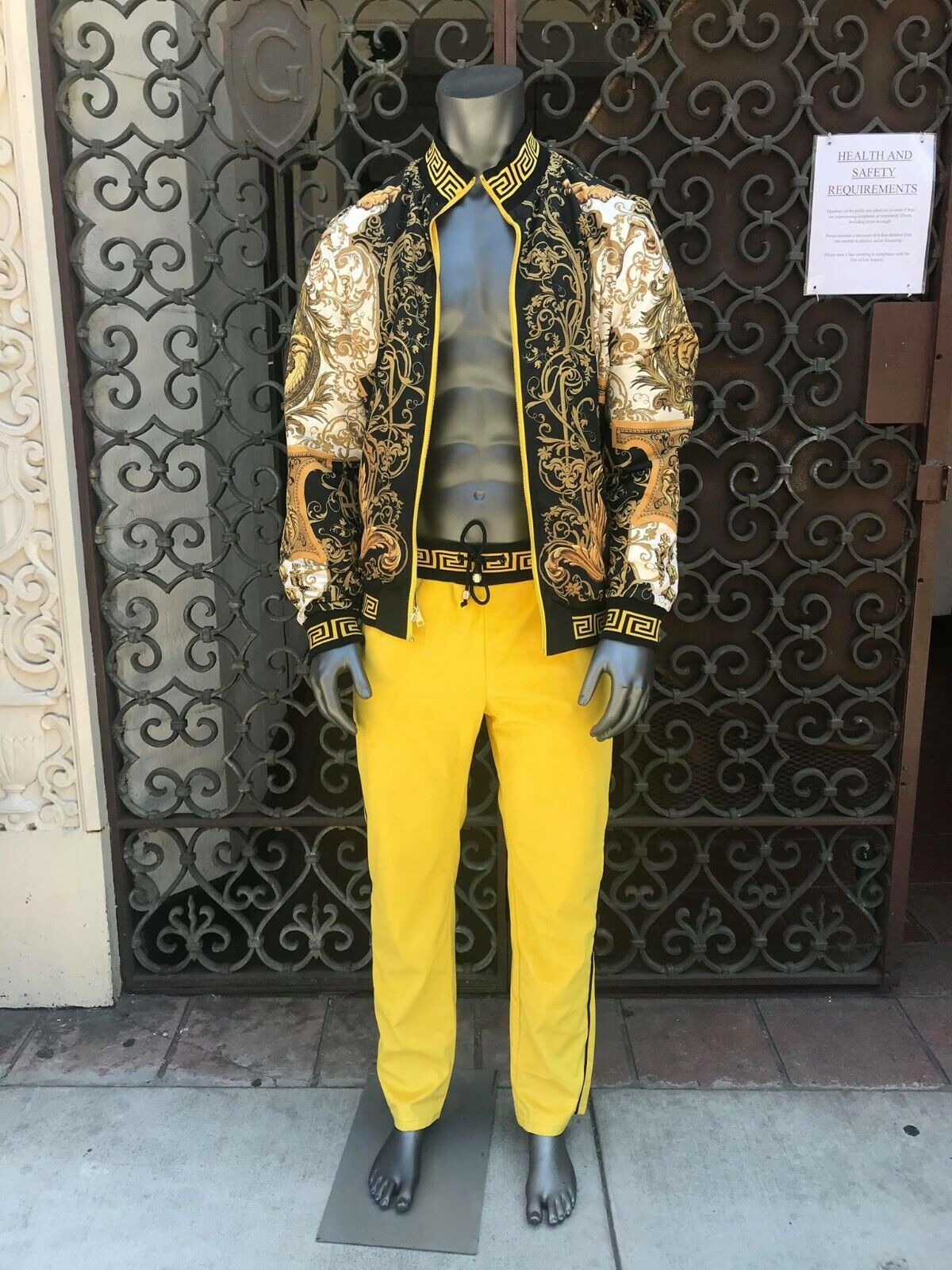 Men's Yellow Velour Fashion Reversible Tracksuit (Runs Very Small)