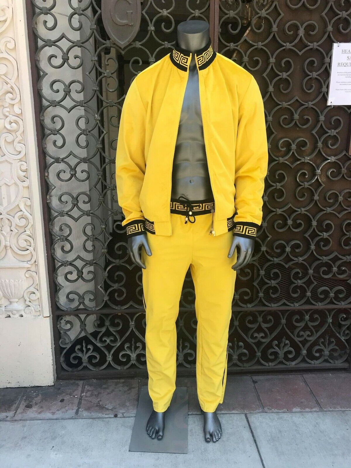 Men's Yellow Velour Fashion Reversible Tracksuit (Runs Very Small)