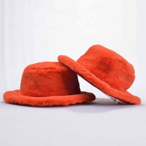 Men's Fashion Orange | Red Bottom Faux Fur Hat