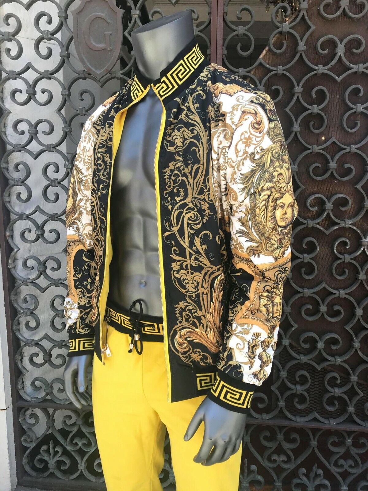 Men's Yellow Velour Fashion Reversible Tracksuit (Runs Very Small)