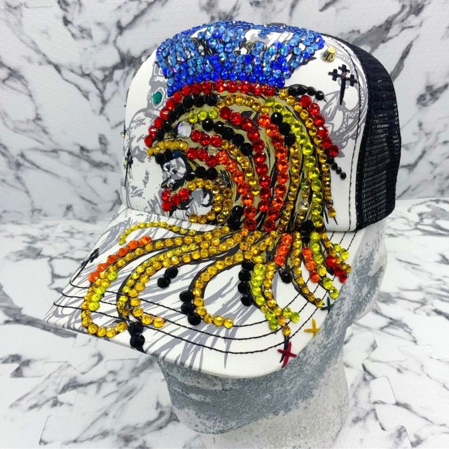 Rebel Spirit Lion King White | Black | Blue | Red | Orange | Yellow Rhinestone Trucker Hat NWT