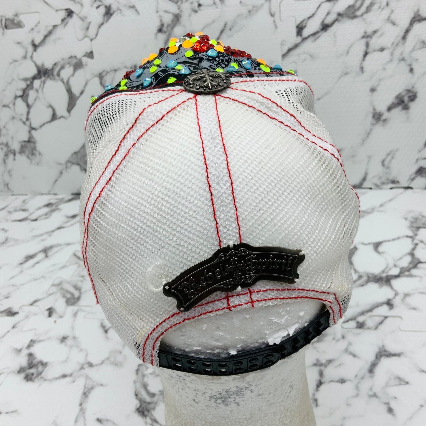 Rebel Spirit Royalty Skull Black | White | Lime Green | Red | Sky Blue Rhinestone Trucker Hat NWT