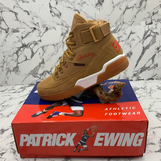 Men’s PATRICK EWING 33 HI WINTER Wheat | Gum | Red Sneakers NWT